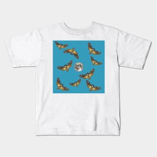 Death's Head Moth and Moons Blue 2 Kids T-Shirt